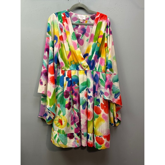 H&M Dresses & Skirts - H&M Dress Women 14 Multicolor The Garden Collection Watercolor Kimono Mini
